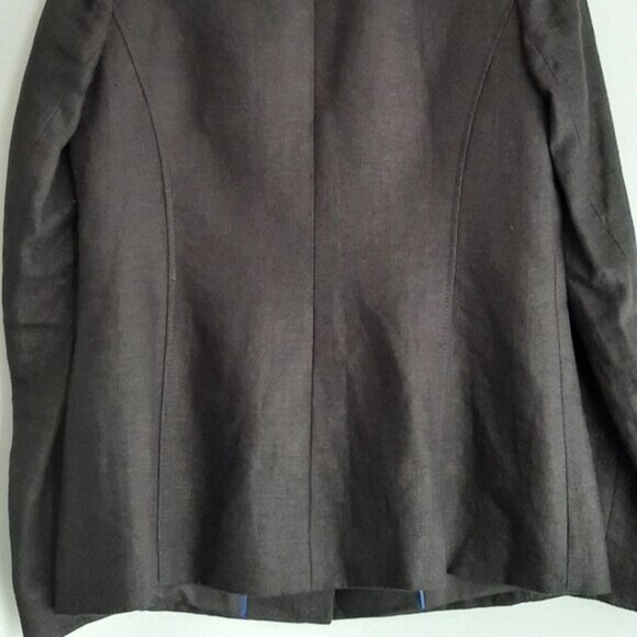 LAURA / 100% Linen Fabric Classic Blazer Jacket Button Front Neutral Black Sz 4 - Picture 12 of 15